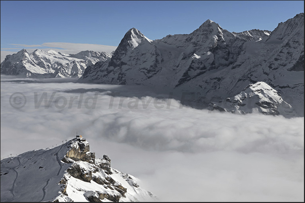 The valley of Murren covered of clouds