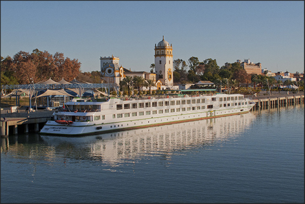 River cruise ship, moored at the port of Seville