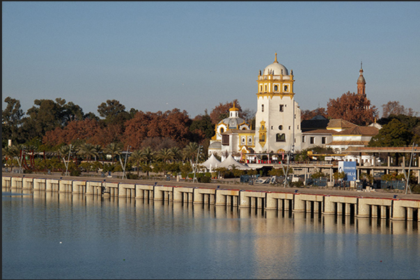 Lucia port, mooring area along the Guadalquivir river in front of the Conservatory of Dance Antonio Ruiz Soler