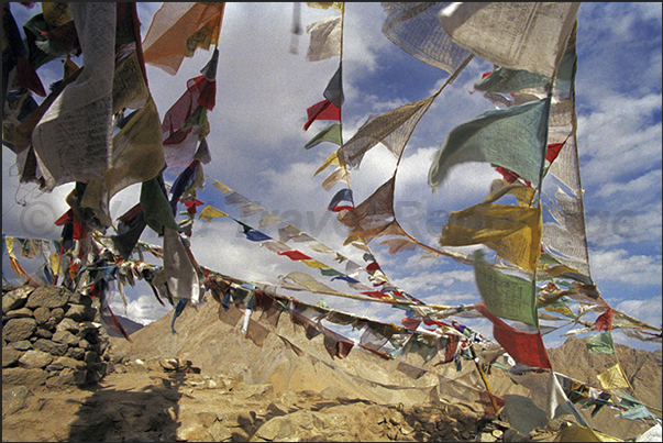 Town of Leh. Prayer flags in the wind