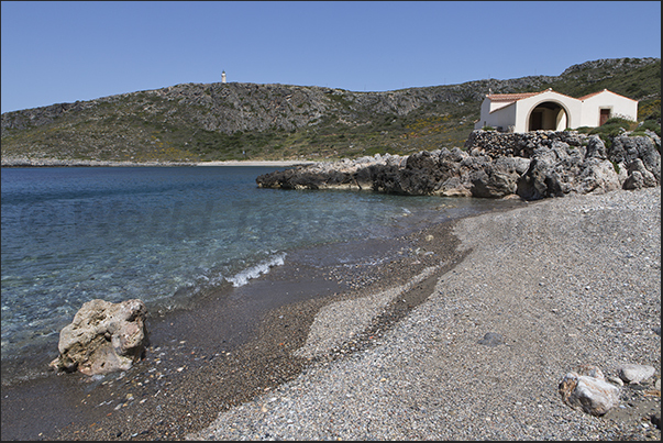 Church in the bay of Aghios Nikolaos below Spathi Cape, northern tip of the island Church in the bay of Aghios Nikolaos below Spathi Cape, northern tip of the island