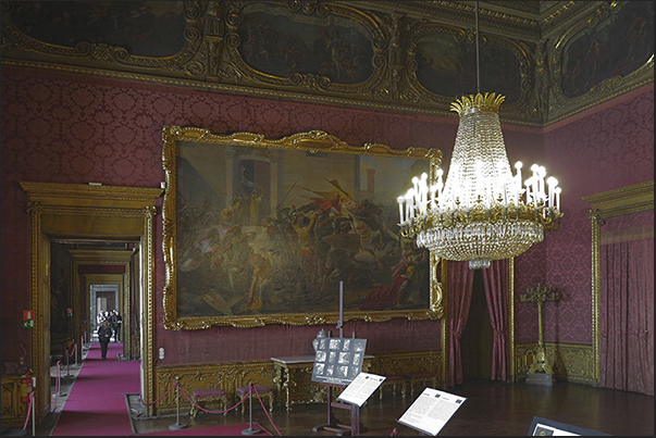 Room of Pages. In the frieze the battles of the Princes of Savoy House. The paintings on the walls are of the nineteenth century Room of Pages. In the frieze the battles of the Princes of Savoy House. The paintings on the walls are of the nineteenth century