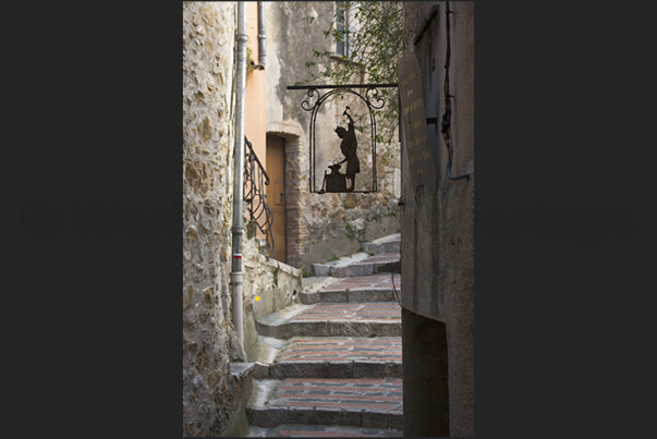 The medieval village of Roquebrune. The blacksmith signboard The medieval village of Roquebrune. The blacksmith signboard