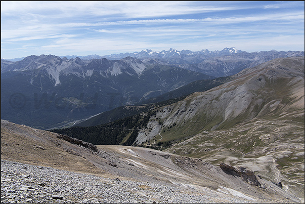 Panorama towards Bardonecchia valley, Grande Hoche and the group of Les Ecrins Panorama towards Bardonecchia valley, Grande Hoche and the group of Les Ecrins