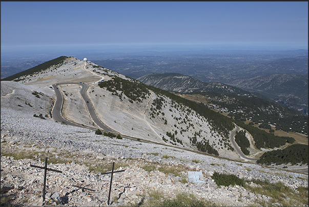 The long descent from the north-western side of Mount Ventoux The long descent from the north-western side of Mount Ventoux