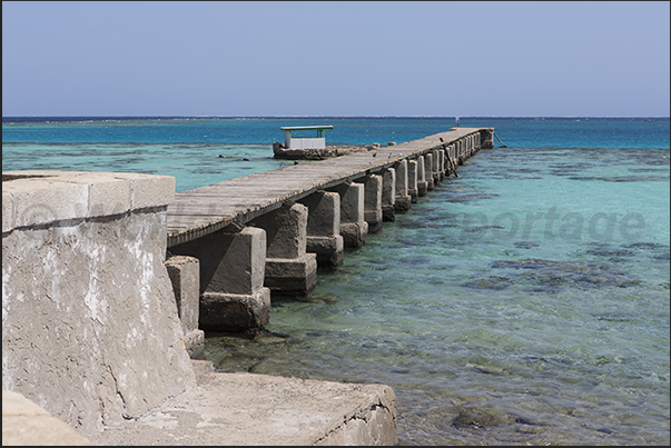 The pier on the side of the large lagoon protected by the reef The pier on the side of the large lagoon protected by the reef