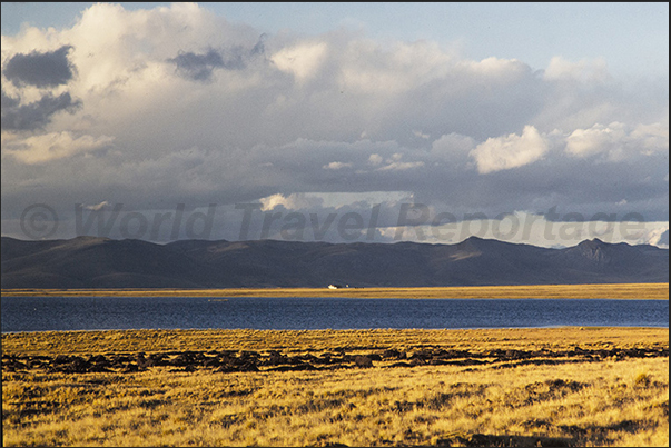 Several lakes are present on the plateau of the Meseta del Bombon at the base of the Cordillera de Huayhuash Several lakes are present on the plateau of the Meseta del Bombon at the base of the Cordillera de Huayhuash