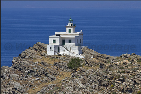 Lighthouse at Cape Korakas northern tip of Paros island