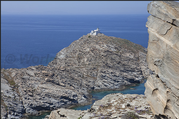 Lighthouse at Cape Korakas northern tip of Paros island