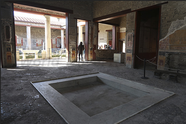 One of the internal courtyards of the villa with rainwater collection tanks