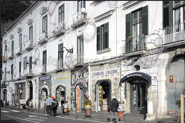In the streets of the town of Vietri ceramic shops display their products