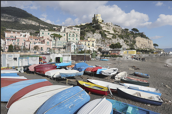 The houses of the village of Vietri extend from the hillside down to the sea and the coastal beaches