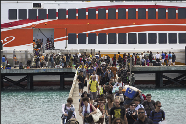 On Sunday, the island is full of tourists who arrive on the island by ferry from Noumea, the capital of New Caledonia On Sunday, the island is full of tourists who arrive on the island by ferry from Noumea, the capital of New Caledonia