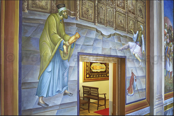 Monastery of Mega Spileo near the town of Kalavryta. The entrance to the room of relics Monastery of Mega Spileo near the town of Kalavryta. The entrance to the room of relics